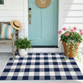 Buffalo Plaid Outdoor Rug 3x5 Ft Navy Blue and White Checkered Area Rug Washable Doormats Indoor Outdoor Rugs for Layered Front Door Mats, Porch, Entryway, Kitchen, Farmhouse