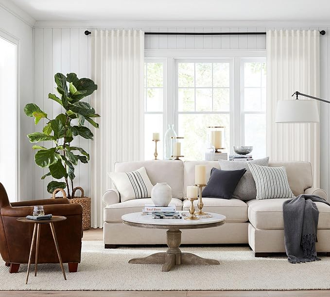 Jowels Birch Linen Curtains 84 Inch Long 2 Panels for Living Room | Natural Light Filtering Sheer Curtain,Back Tab Pocket Pleated Look,Boho Farmhouse Textured Privacy Drapes for Bedroom Window