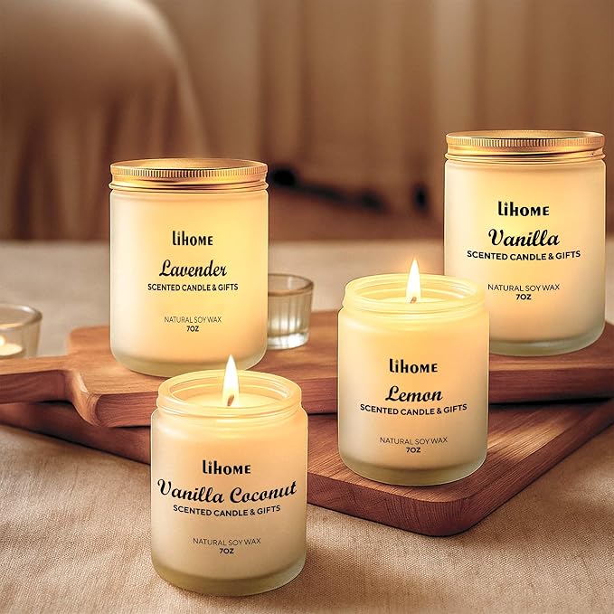 Lihome Candles Gifts for Women - Scented Candles, Natural Soy Wax Candles for Home Scented Perfect for Christmas, Birthday, Mother's Day, Lemon Candle