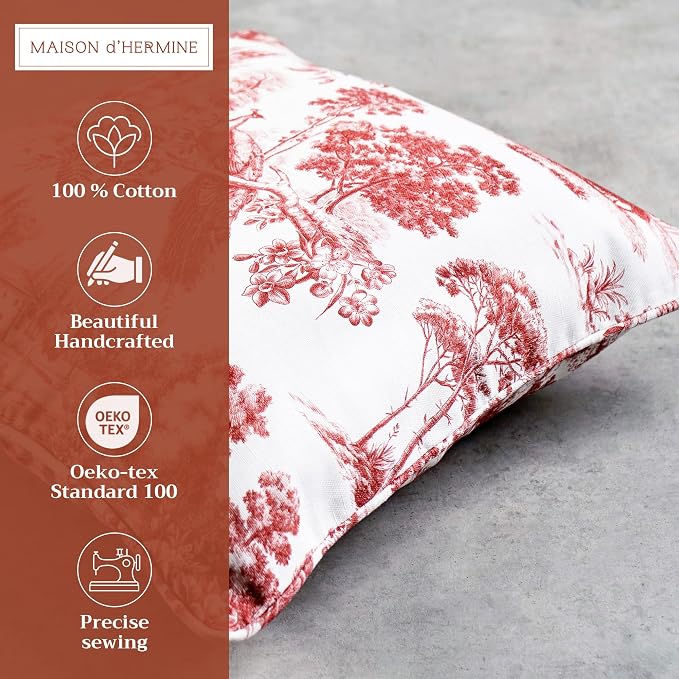Maison d' Hermine Throw Pillow Covers 100% Cotton (20" x 20" - Pack of 1)