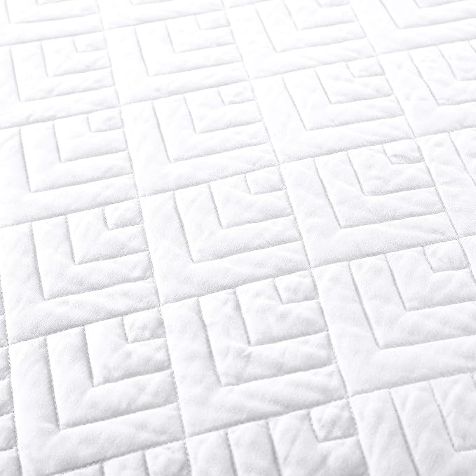 EXQ Home Quilt Set Queen Size Summer Squares Pattern White Bedspread | Bedding Set For All Season Use, Soft & Breathable Coverlet,3-Piece Set Includes 2 Shams, Machine Washable
