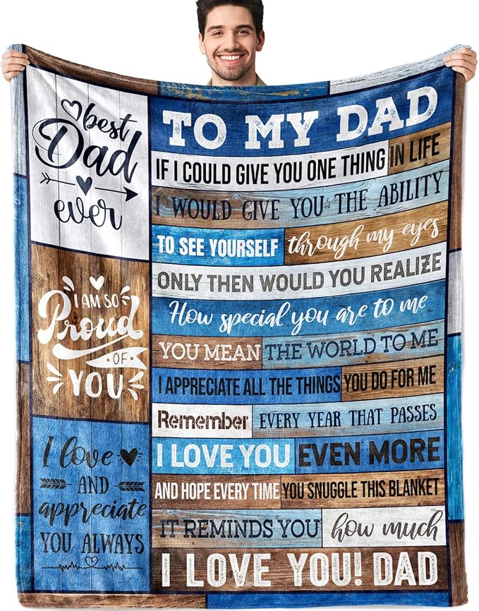 Dad Birthday Gift Birthday Gifts for Dad from Daughter Son Best Dad Gifts Soft Throw Blanket for Bedding Sofa (Dad Gifts, 60 x 80 Inch)