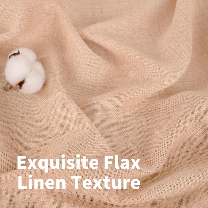 YoungsTex Peach Linen Curtains 72 Inches Long for Living Room, Coral Drapes Semi Sheer with Bronze Grommet Light Filtering Textured for Bedroom Dining Spring Decor, 52 x 72 Inch, 2 Panels