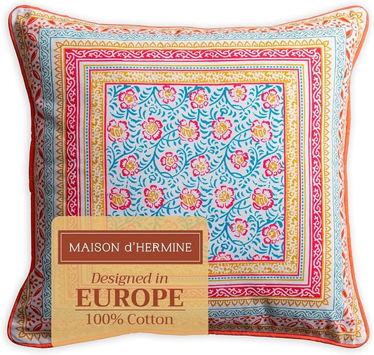 Maison d' Hermine Throw Pillow Covers 100% Cotton (18" x 18" - Pack of 1)