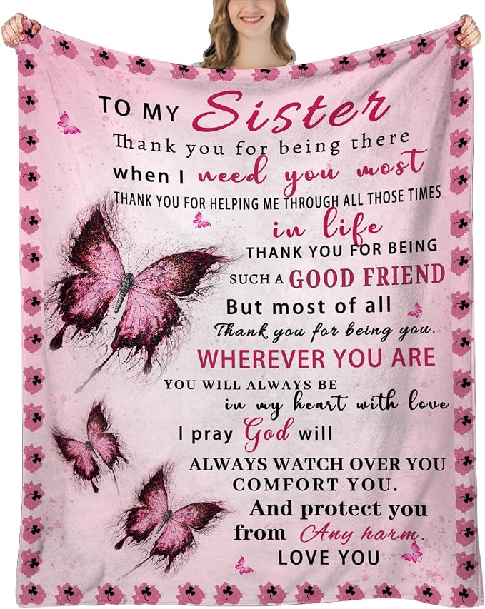 Sister Gifts for Christmas, Sister Birthday Gifts, Gift for Sisters Birthday & Mother Day, Sisters Blankets for Women, 80"x60"