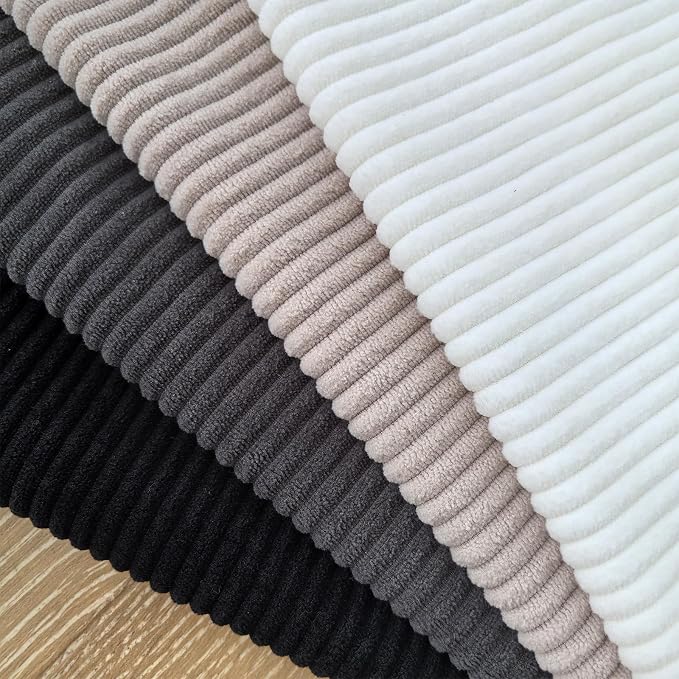 Pack of 4 Throw Pillow Covers Corduroy 18x18 Inch,Grey Black | Decorative Velvet Couch,Summer Cases Square,Farmhouse Boho Cushion Covers for Sofa Bed Living Room Home Decor & Office