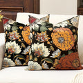 Tyrot Black Boho Floral Fall Velvet Throw Pillow Covers Set of 2 Farmhouse Cushion Covers Mid Century Modern Botanical Home Decor Pillow Cases for Couch Sofa Living Room, Bedroom, 20x20 Inches
