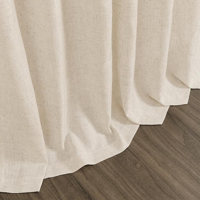 Cream Beige Linen Curtains 84 Inches Long for Living Room Light Filtering Semi Sheer Curtain Back Tab Modern Farmhouse Decor Elegant Luxury Coastal Drapes for Bedroom Office 52x84,2 Panels