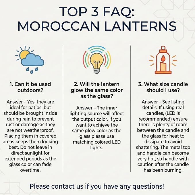 Vela Lanterns Hanging Moroccan Lamp - Exotic Decorative Patio & Porch Decor, Indoor Outdoor Tea Light Candle Lantern Holder with Chain (11" Medium, Amber Glass, 3-Pack)