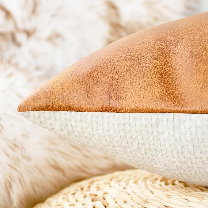 CaliTime Decorative Couch Throw Pillow Covers 20 X 20 Inches Ivory