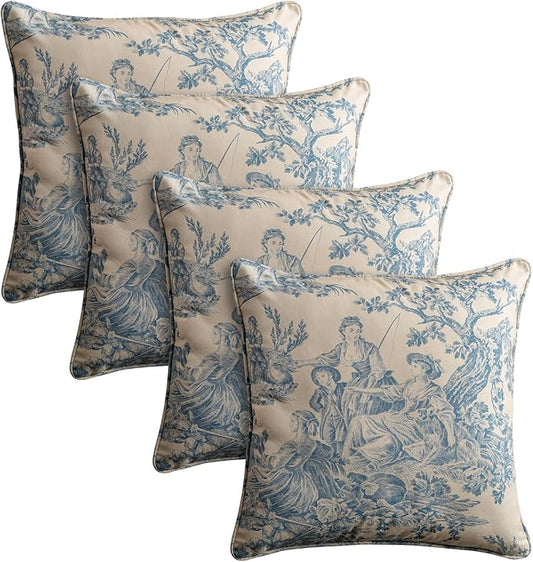 Maison d' Hermine Throw Pillow Covers 100% Cotton (18" x 18" - Pack of 4)
