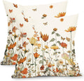 Kawani Fall Floral Pillow Covers 24x24 Inch Autumn Harvest Vintage Wildflower Outdoor Decorative Throw Pillows Set of 2 Thanksgiving Holiday Pillowcases for Couch Home Decor