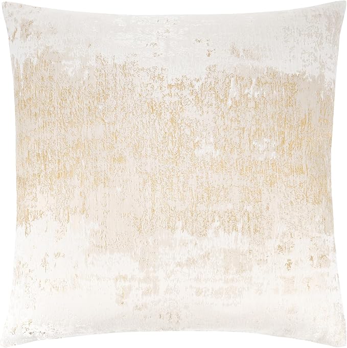 THE-TINOART Cream Champagne Metallic Jacquard Throw Pillow Cover 22x22 Velvet Back Modern Glam Sofa Decor