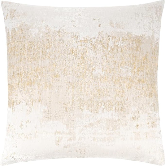 THE-TINOART Cream Champagne Metallic Jacquard Throw Pillow Cover 22x22 Velvet Back Modern Glam Sofa Decor