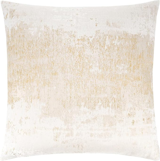 THE-TINOART Cream Champagne Metallic Jacquard Throw Pillow Cover 18x18 Velvet Back Modern Glam Sofa Decor