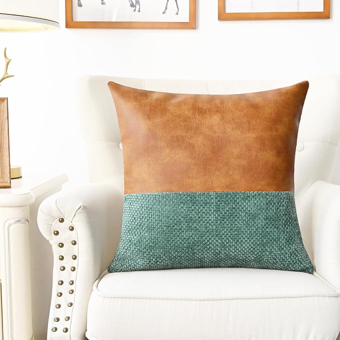CaliTime Decorative Couch Throw Pillow Covers 18 X 18 Inches Deep Teal