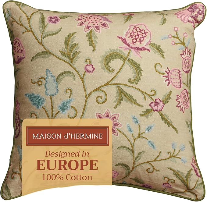 Maison d' Hermine Throw Pillow Covers 100% Cotton (18" x 18" - Pack of 1)