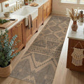 jinchan 3x10 Faux Jute Runner Rug Washable Boho Hallway Rug, Charcoal | Southwestern Geometric, Non-Slip Low Pile, Indoor Outdoor, High-Traffic, Kitchen, Bathroom, Laundry, Porch, Balcony, Entryway