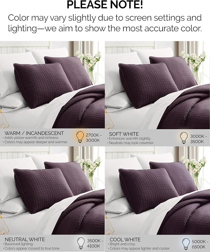 Southshore Fine Living, Inc. Twin XL Quilt Set, Dorm Bedding Essentials, Stain Resistant, Machine Washable Purple Bed Spread, Twin XL Quilt Bedspread Set with Matching Pillow Sham, Purple Quilts