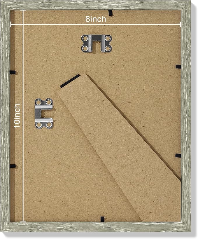 Vittanly 8x10 Picture Frames Set of 9 for Wall Mount & Tabletop, Driftwood | Display Pictures 5x7 with Mat or 8x10 without Mat, Small Photo Frames, Engineered Wood with Shatter Resistant Plexiglass