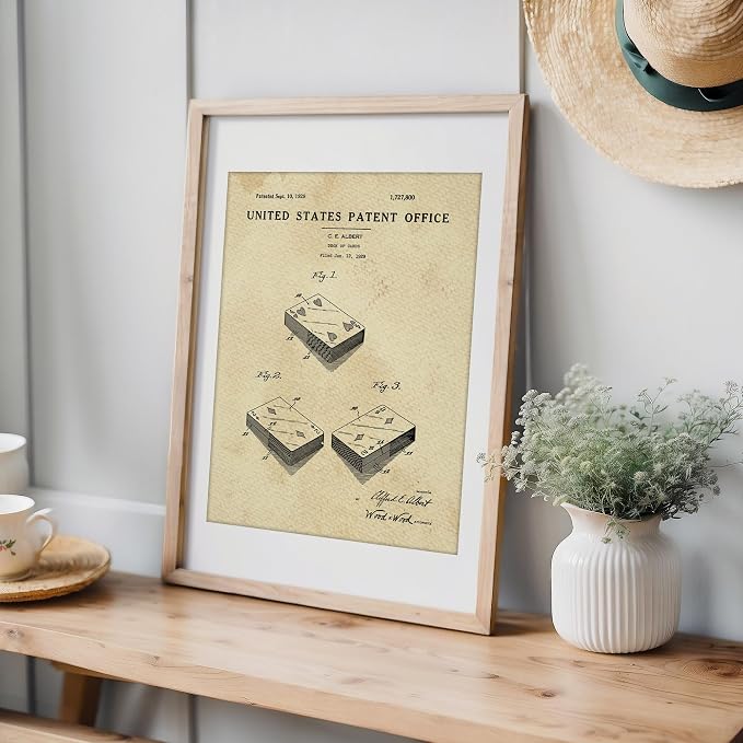 Playing Cards Patent Print Wall Art - Unframed - 8x10 | Set the Tone for Your Game Night with this Classic and Timeless Wall Décor | Modern Wall Art | Wall Art | Living Room Décor | Office Wall Décor