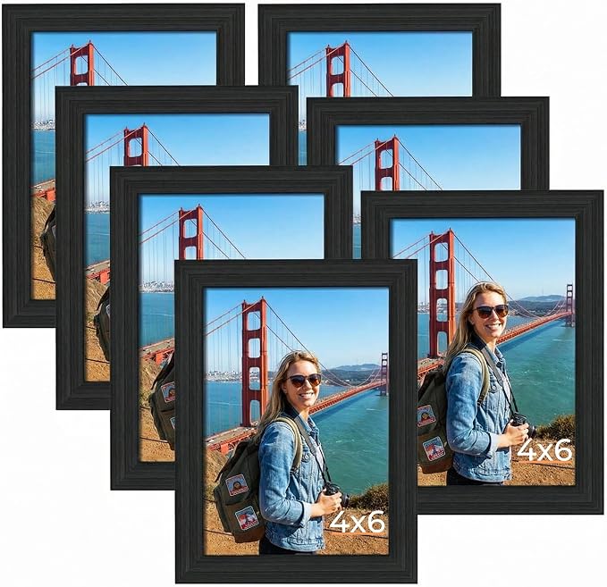 Giftgarden 4x6 Picture Frame Black 7 Pack 4 by 6 Photo Frames Set for Wall or Tabletop Display