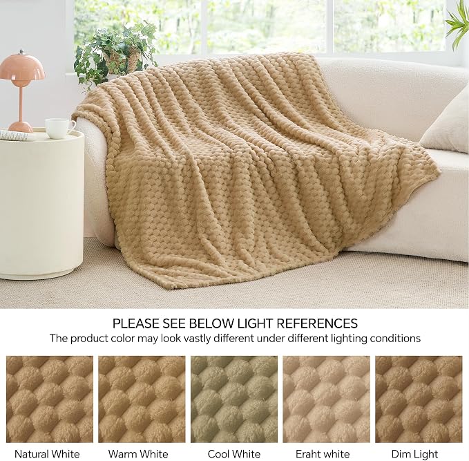 BEDELITE Camel Throw Blanket for Couch, Soft Cozy Gifts for Women, 50 * 60 | 3D Jacquard Decorative Fleece Blanket, Super Soft Plush Throws, Cute Birthday Gift for Women & Men, Suitable for All Seasons