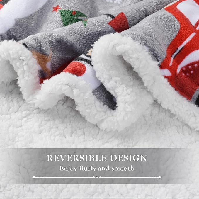Catalonia Christmas Sherpa Throw Blanket, Xmas Theme Throws, Plush Fleece Couch Blanket |Super Soft, Comfy, Cozy, Fluffy, Warm | 50x60 inch,Truck