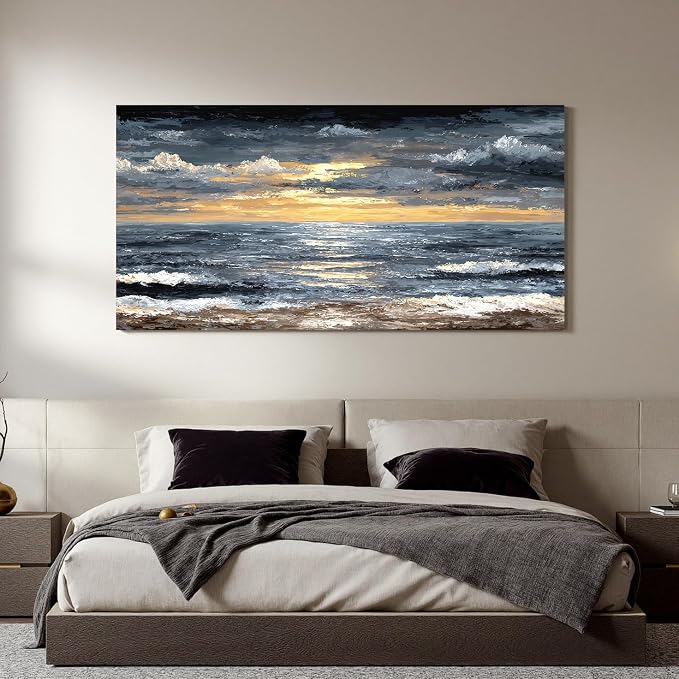Canvas Wall Art Decor Modern Wall Art Pictures for Living Room Abstract Coastal Wall Art Prints Large Landscape Wall Art Decorations Abstract Canvas Art Wall Decor Bedroom Office Decor 24" X 48"