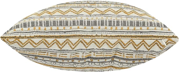 Mika Home Pack of 2 Throw Pillow Covers, Striped, 20x20 Inches, Gold Grey | Decorative Pillow Cases for Sofa Couch Bed, Bohemian Striped Geometric Pattern