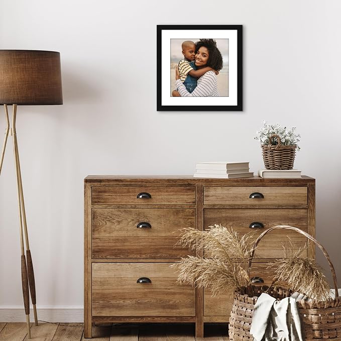 Americanflat 13x13 Picture Frame - Matted to 10x10 - Black