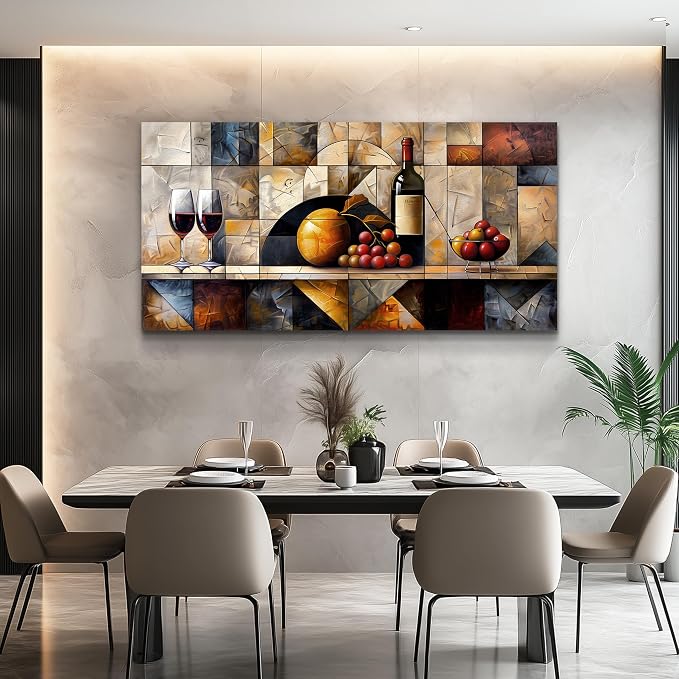 QIYILEXWART Large Wall Decor For Living Room Canvas Wall Art For Kitchen Modern Wall Decorations For Bedroom Wine Glass Landscape Painting Farmhouse Pictures Artwork Room Home Decor 24x48 In