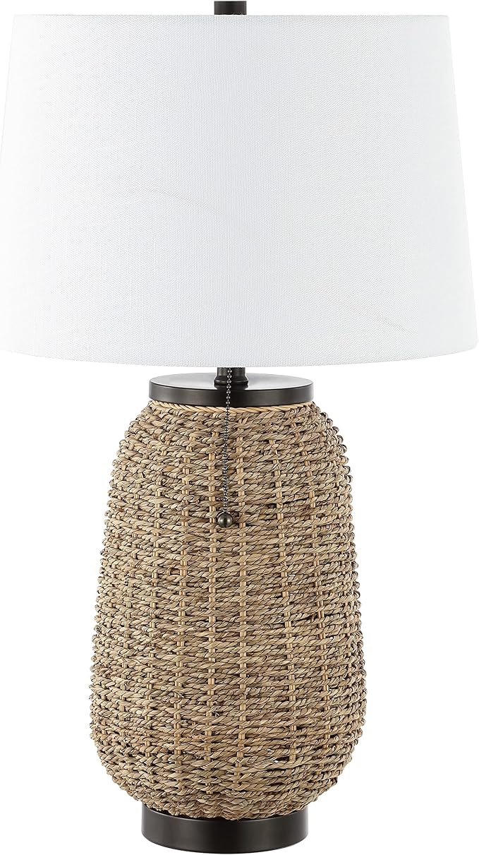 JONATHAN Y Chakrii Table Lamp 25" Pull Chain, Oil Rubbed Bronze/Dark Brown