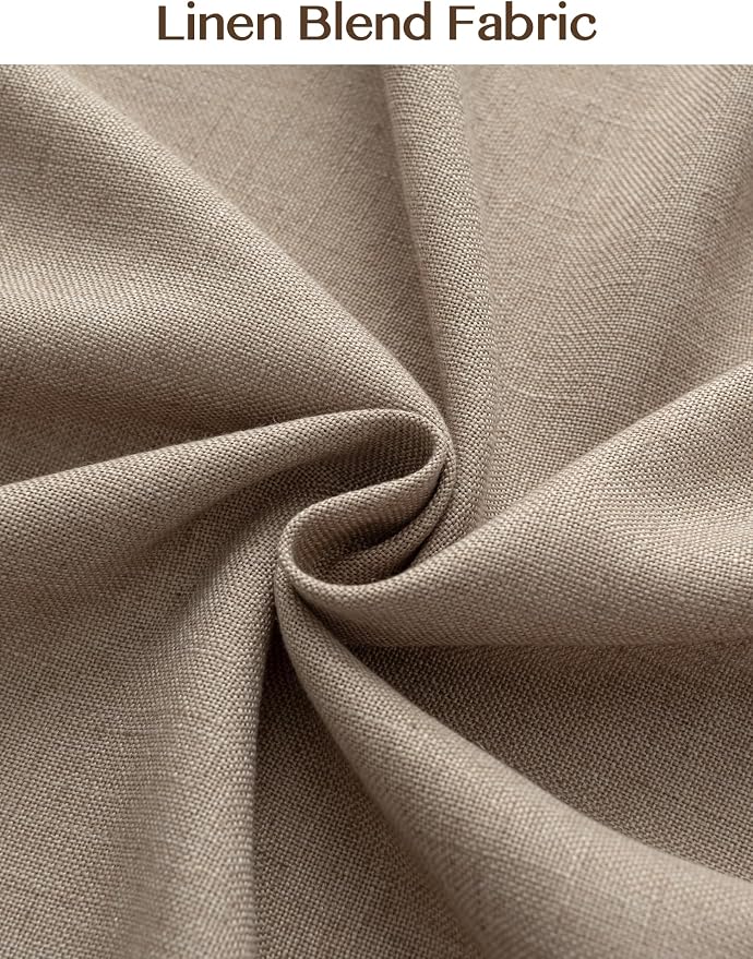 Liz Pinch Pleated Linen Curtains Light Filtering Curtains for Living Room, Farmhouse Window Curtains for Bedroom, Modern Drapes with Hooks and Rings, 95 Inches Long, Taupe Grey, 2 Panels Set
