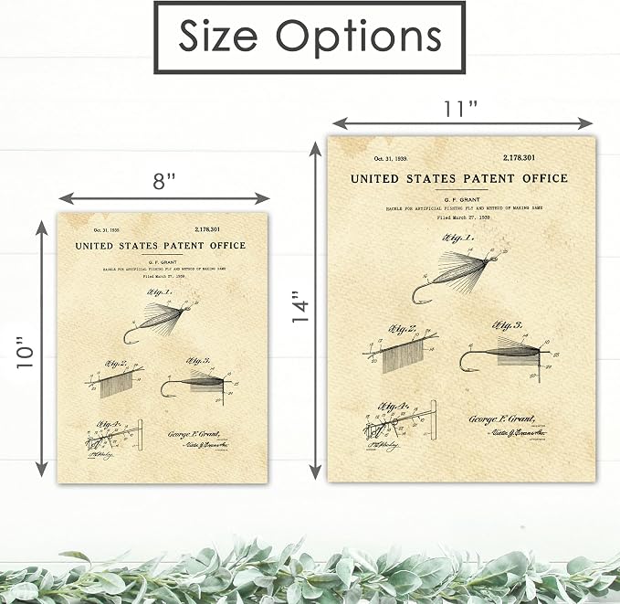 Fishing Fly Patent Print Wall Art - Unframed - 8x10 | Set the Scene with Timeless Charm | Wall Décor for Anglers, Fishing Enthusiasts, or Man Caves | Farmhouse Décor | Bedroom Wall Décor