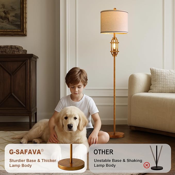 Floor Lamps for Living Room, 62.5'' Farmhouse Tall Lamp with 2 Light Source