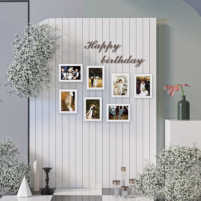 Giftgarden White 5x7 Picture Frame 7 Pack, Modern White Woodgrain 5 by 7 Photo Frames for Wall or Tabletop Display