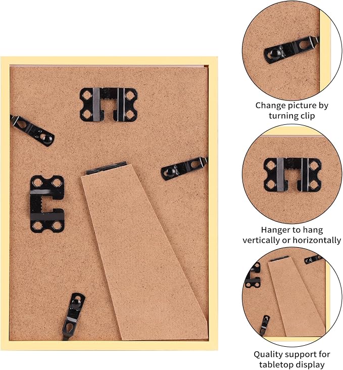 Giftgarden 14 Pack Gold Picture Frames Set, 2pcs 11x14 Matted for 8x10, 6pcs 8x10 Matted for 5x7, 6pcs 5x7 Matted for 4x6, Gallery Frame Collage for Wall or Tabletop Display