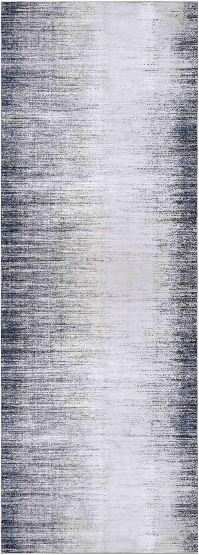 Machine Washable Area Rug, Soft & Durable, Non-Slip, Stain Resistant Rug for Bedroom, Living Room, Dining Room, High Traffic Areas. (Grey/Soft White, 2.5' X 7')