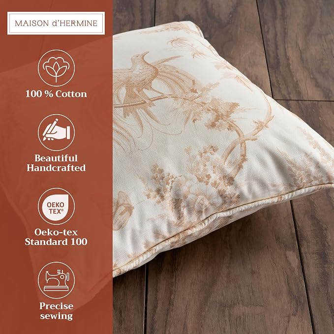 Maison d' Hermine Throw Pillow Covers 100% Cotton (18" x 18" - Pack of 1)