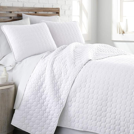 Southshore Fine Living, Inc. King Size White Quilt Bedding Set with 2 Pillow Shams, Quilted Summer King Size Light Weight Bedspread, California King Quilt Coverlet, Bright White