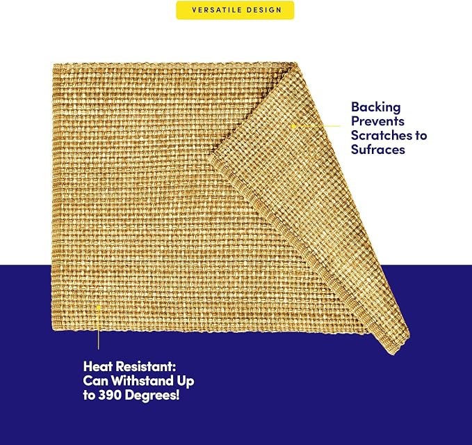Sweet Home Collection 100% Cotton Placemats for Dining Room Rectangle Two Tone Woven Fabric 13" x 19" Soft Durable Table Mat Set, Set of 6, Gold