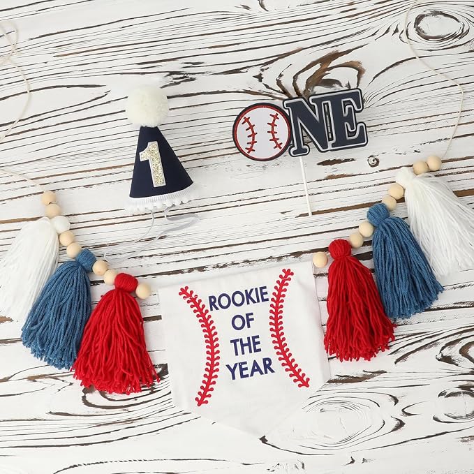 Rookie of The Year First Birthday Decorations for Boy One High Chair Banner