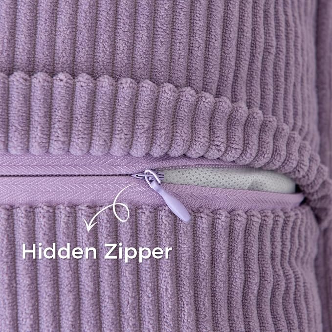 Pack of 4 Throw Pillow Covers Corduroy 16x16 Inch,Purple | Decorative Velvet Couch,Summer Cases Square,Farmhouse Boho Cushion Covers for Sofa Bed Living Room Home Decor & Office