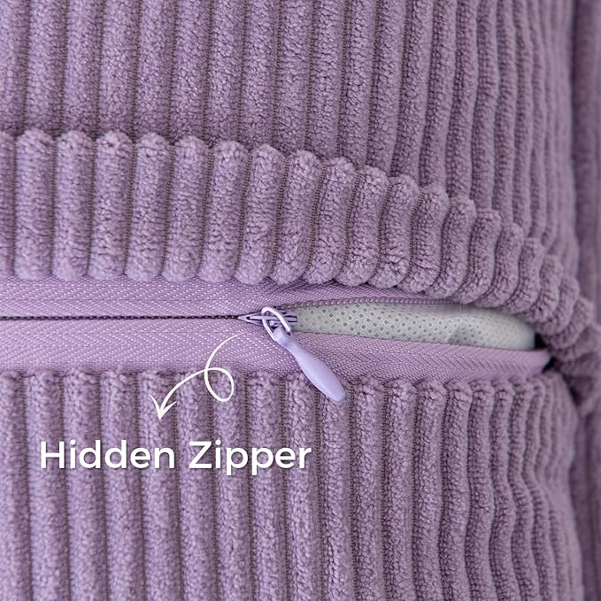 Pack of 4 Throw Pillow Covers Corduroy 18x18 Inch,Purple | Decorative Velvet Couch,Summer Cases Square,Farmhouse Boho Cushion Covers for Sofa Bed Living Room Home Decor & Office