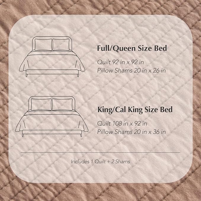 EVERGRACEHOME 100% Cotton Modern Lines Quilt Set Queen Size, Rose Dust | Pre-Washed Soft Cotton, Striped Coverlet Bedspread, 3 Piece Lightweight Bedding Set for All Season, with 2 Pillow Shams