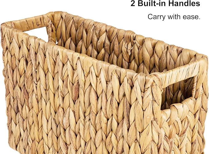 Storageworks Magazine Basket, Wicker Magazine Holder, Book Basket,Meidum | Magazine Holder Bathroom, Mail Baskets for Counter, Hand-Woven Wicker Baskets, Rattan Magazine Rack for Bathroom, 1 Pack