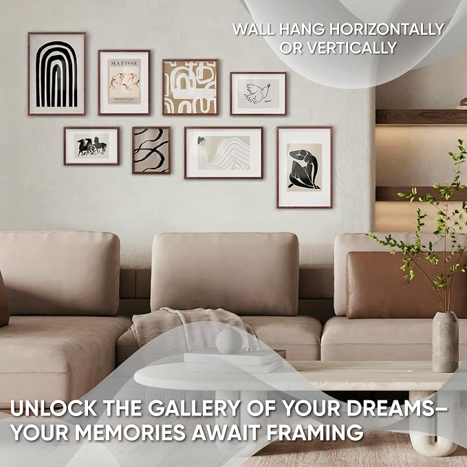 Homeforia 10 x 8 Wood Picture Frame, High End Natural Oak 10x8 Light Wooden Frames with Mat 5x7 inch Photo, 10 x 8 Frame Matted to 5 x 7 Art, Wall or Tabletop Frame, Tempered Glass, Wall Kit, Set of 1