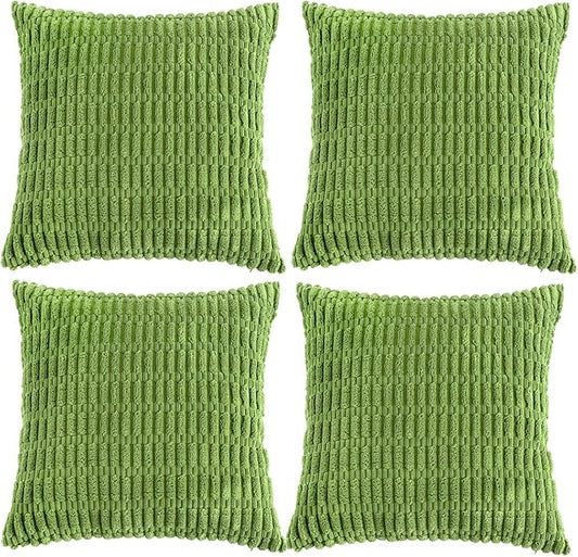 Fancy Homi 4 Packs Decorative Throw Pillow Covers for Living Room Couch Bed, Modern Farmhouse Boho Home Décor Accent Cushion Case, 18" x 18", Lime Green