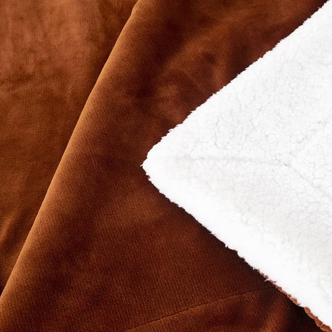 SOCHOW Sherpa Fleece Fall Throw Blanket, Caramel, 50x60 inches | Double-Sided Super Soft Luxurious Plush Blanket Throw Size